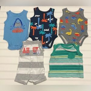 1 Newborn and 5 0-3 Months Sleeveless Bodysuits Garanimals Carter’s Old Navy Lot